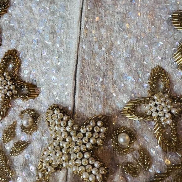 Vintage Top Tank Blouse Hand Beaded Gold Size M - Picture 12 of 13